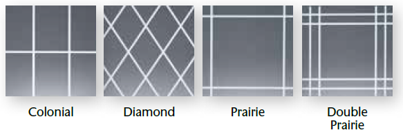 Available grid patterns of Alside Mezzo Windows sold by Smart Windows Colorado